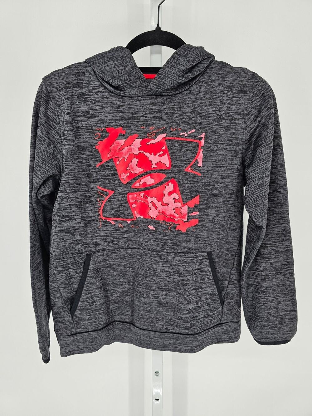 Under Armour Girls Sz L Loose Fit Athletic Hoodie Gray Pink